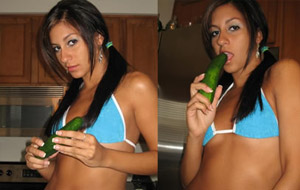 Vídeo gratis de Raven Riley montándoselo con un pepino