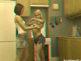 Video de lesbianas follando desnudas en la cocina en 3D